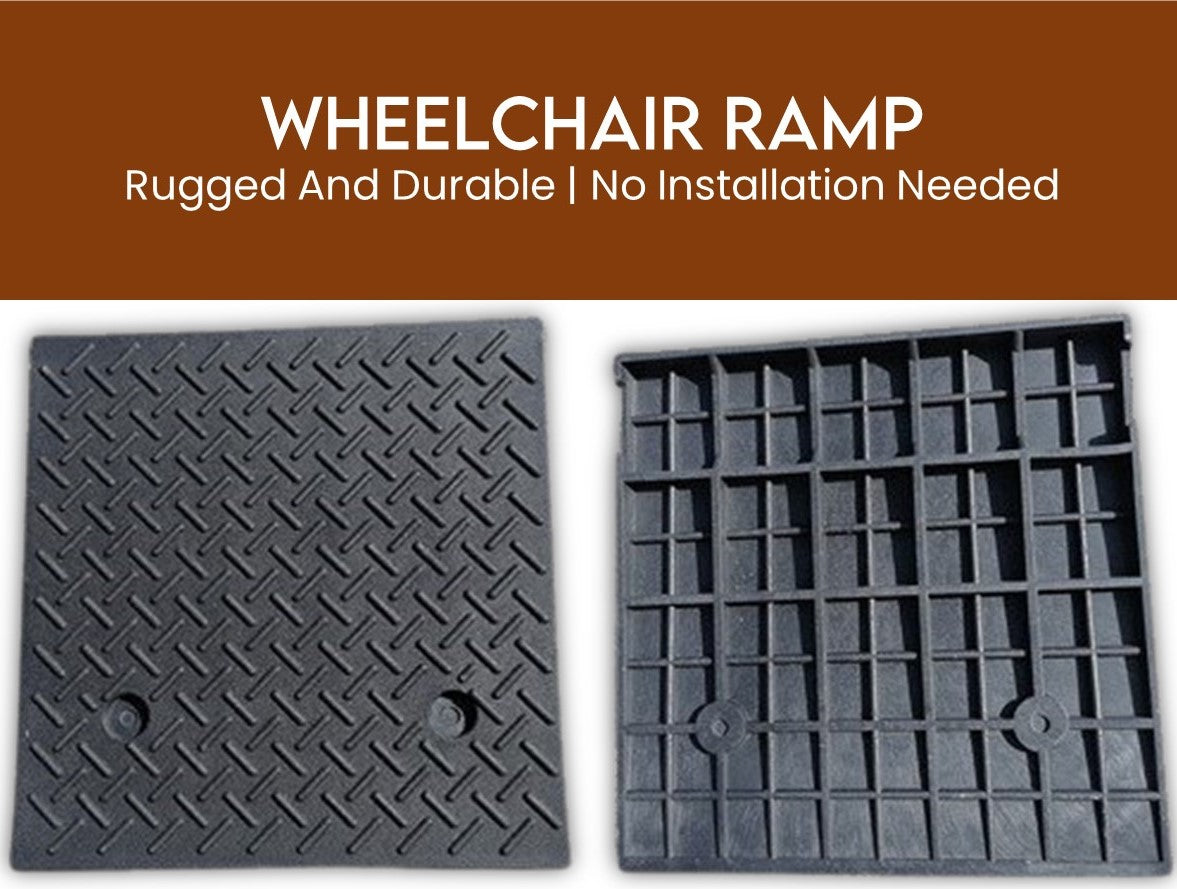 Portable Solid Rubber Ramp for Wheelchairs / Toilet Chairs and Accessibility