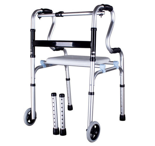 3 in 1 Adjustable Foldable Elderly Walking Frame Toilet Support with Shower Board and Wheels