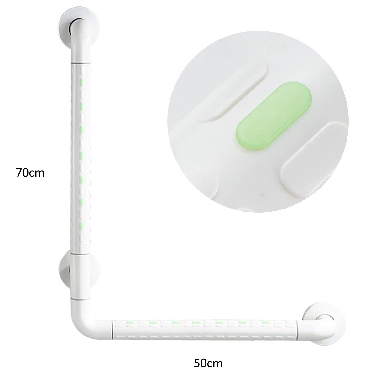 L Shaped Bathroom Grab Rail Wall Mounted Safety Grab Bar With Luminous Effect