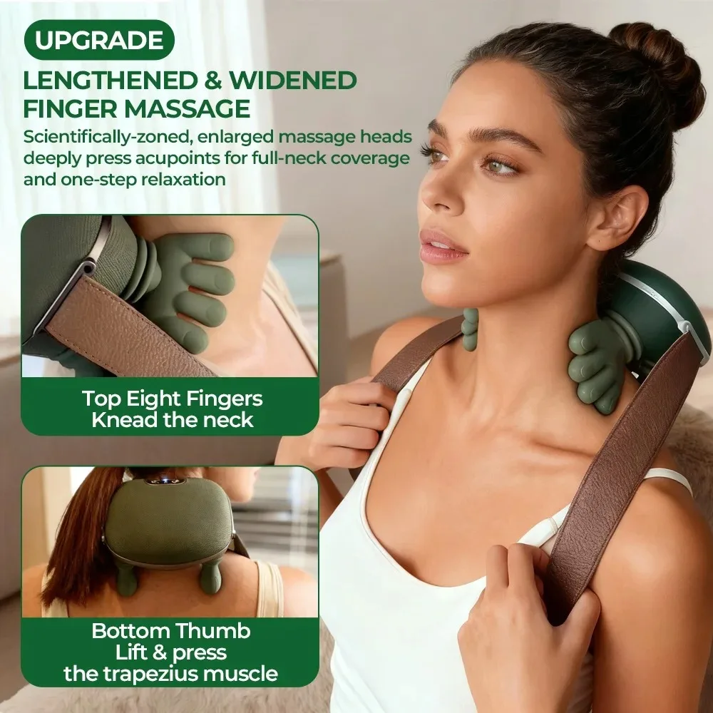 Portable Electric Neck And Shoulder Relaxing Massager Bionic Hand Heat Electric Cervical Massage For Pain Relief