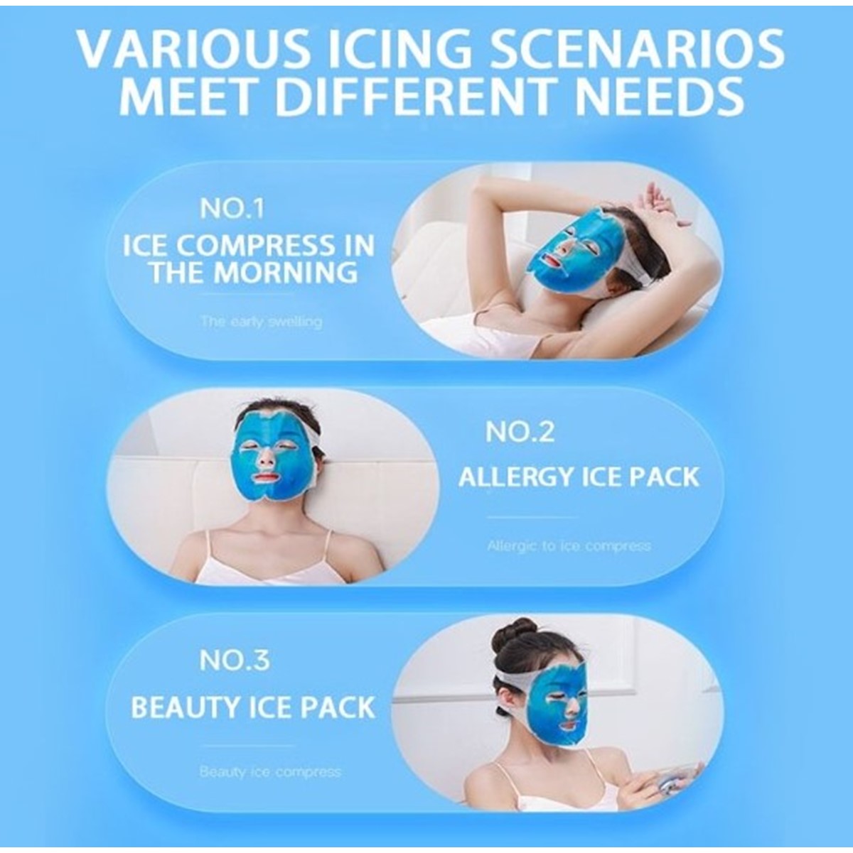 Cooling Ice Refreshing Reusable Gel Eye Mask Gel Face Mask
