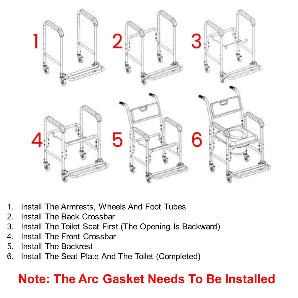 Commode Chair Aluminum Alloy with Wheels and Footrest