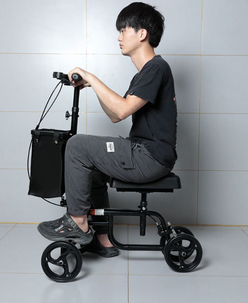 Foldable Knee Scooter with Dual Brakes & Storage Basket - Adjustable Height Knee Walker for Leg, Foot & Ankle