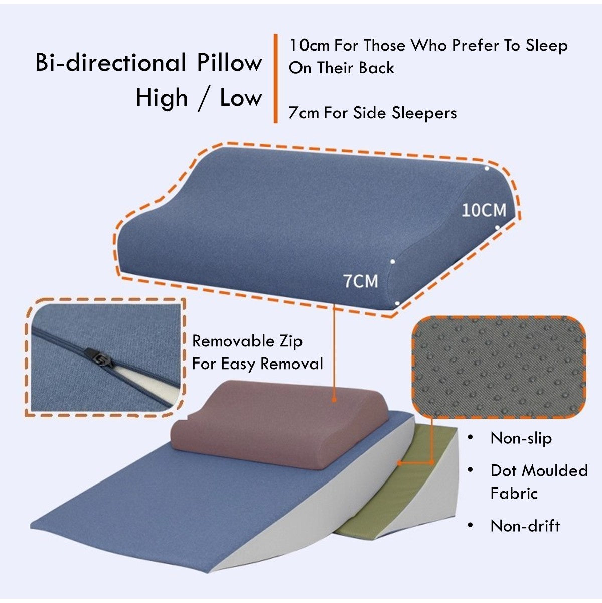 Anti-Reflux Slope Cushion Triangular Pillow Reclining Backrest Elderly Patient Waist Knee Support Bed Cushion