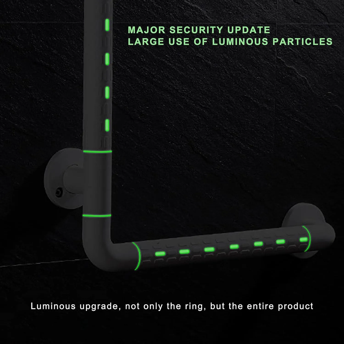 L Shaped Bathroom Grab Rail Wall Mounted Safety Grab Bar With Luminous Effect