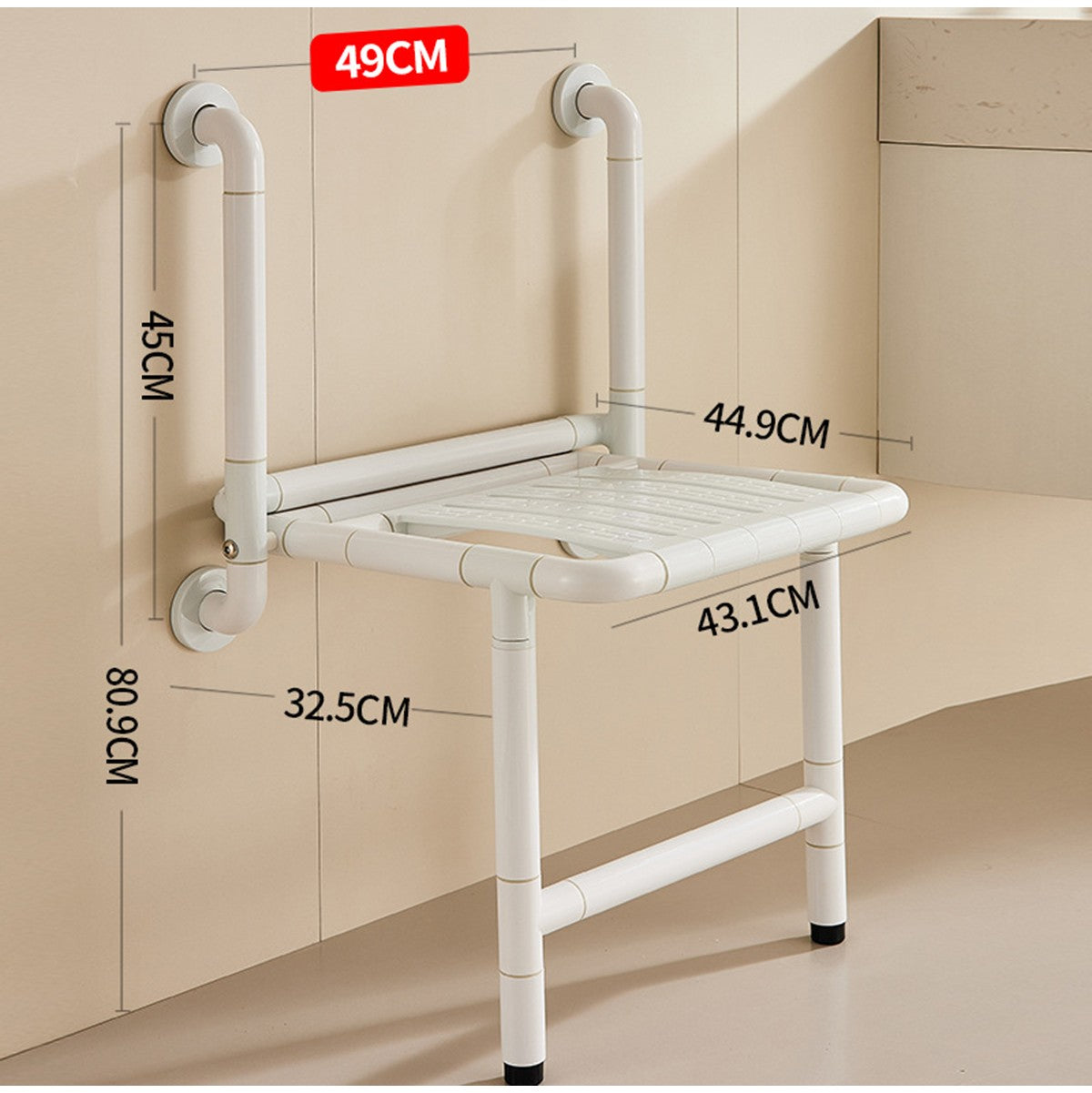 Wall Mounted Folding Shower Seat For The Elderly, Wall Mounted Shower Stool, Bathroom Safety Chair With Legs