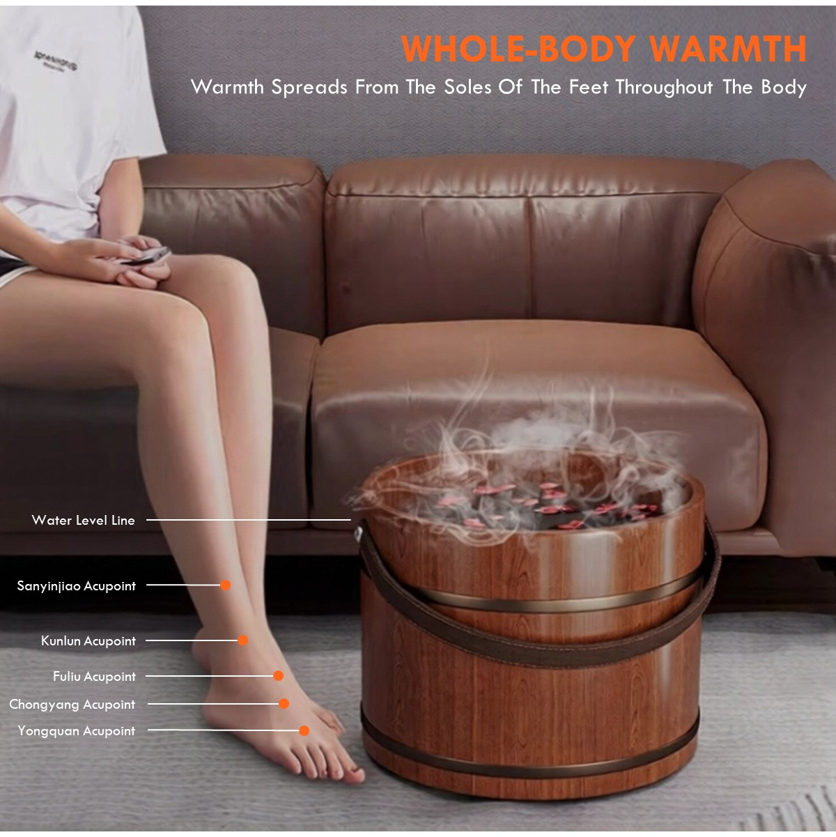 Portable Wooden Foot Bath Bucket Household Foot Wash Basin Wooden Feet Soaking Tub Natural Stress Relief Footbath