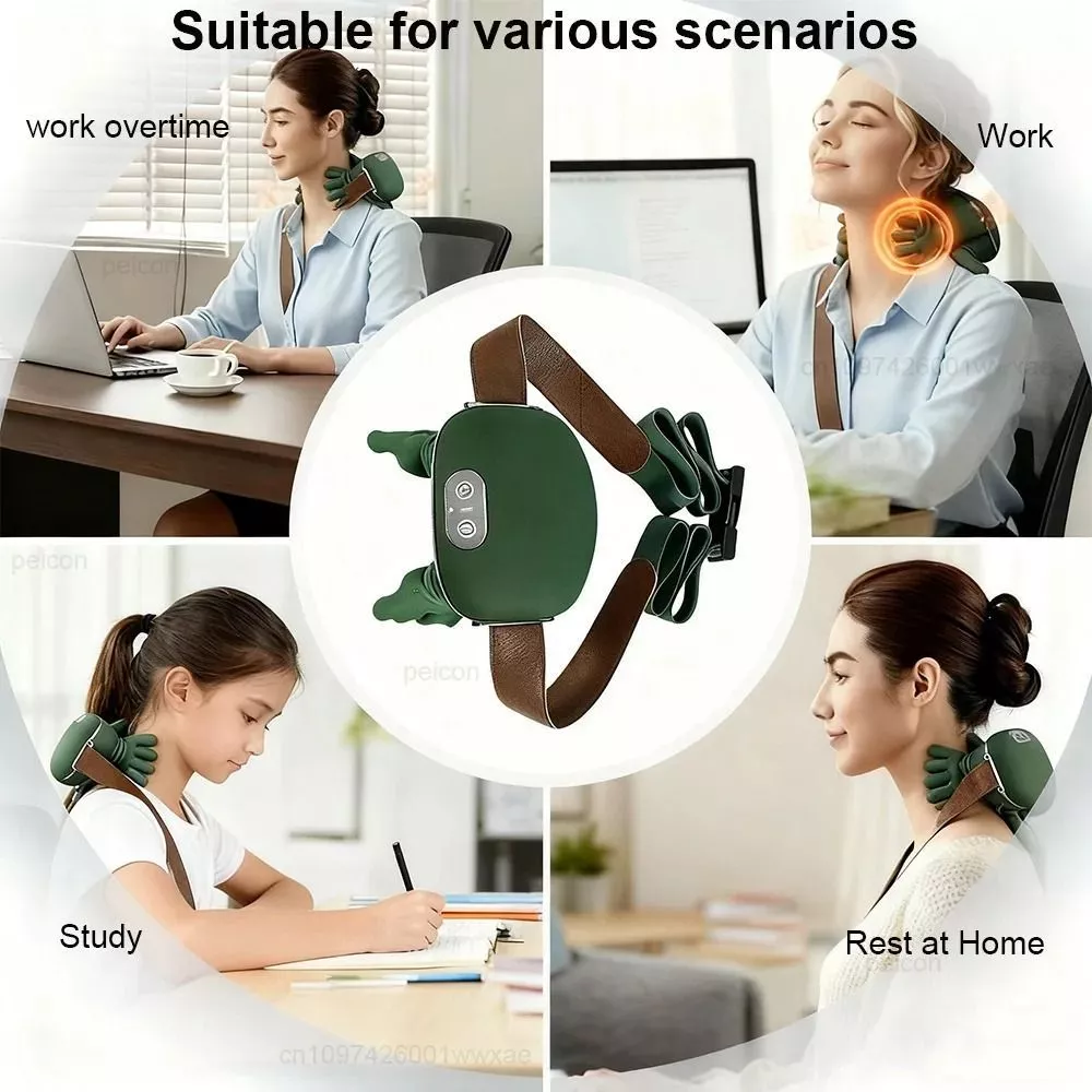 Portable Electric Neck And Shoulder Relaxing Massager Bionic Hand Heat Electric Cervical Massage For Pain Relief