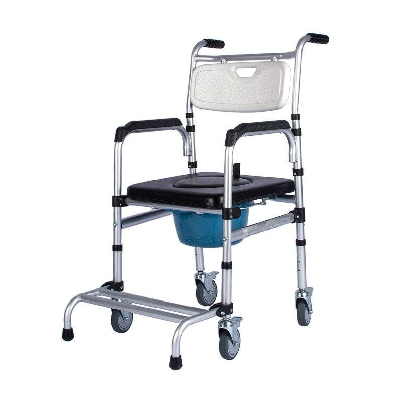 Premium Aluminum Alloy Commode Chair Toilet Chair Shower Chair With Wheels And Footrest And Anti-Tipper