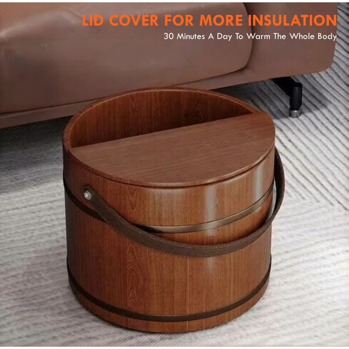Portable Wooden Foot Bath Bucket Household Foot Wash Basin Wooden Feet Soaking Tub Natural Stress Relief Footbath