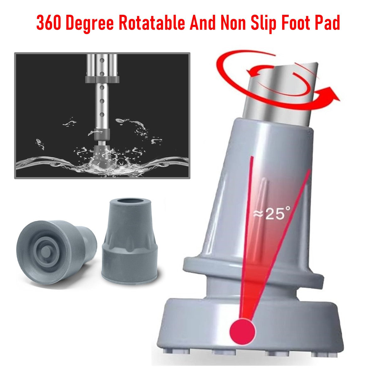 Foldable Underarm Crutches With Height Adjustment (A Pair)