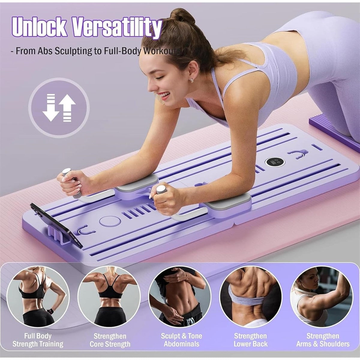 Multifunctional Fitness Board Automatic Rebound / Ab Exercise Roller Machine For Full Body Workout