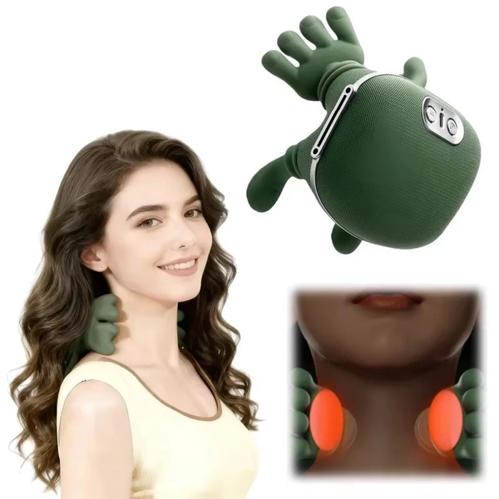Portable Electric Neck And Shoulder Relaxing Massager Bionic Hand Heat Electric Cervical Massage For Pain Relief