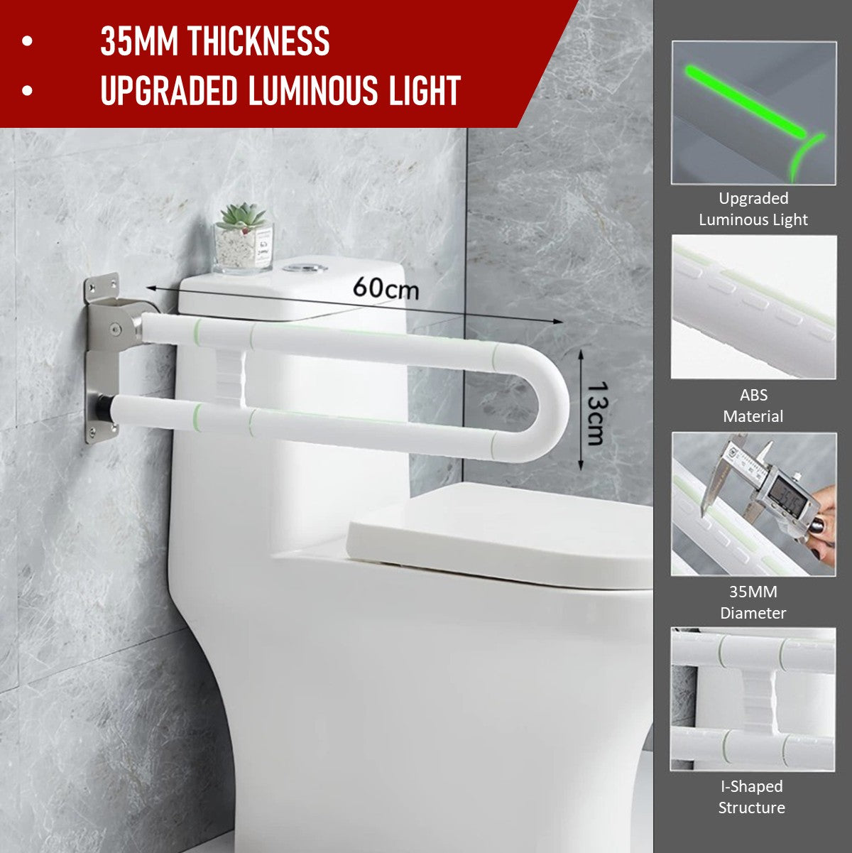 U-shaped Foldable Home Living Bathroom Toilet Safety Handle Bar