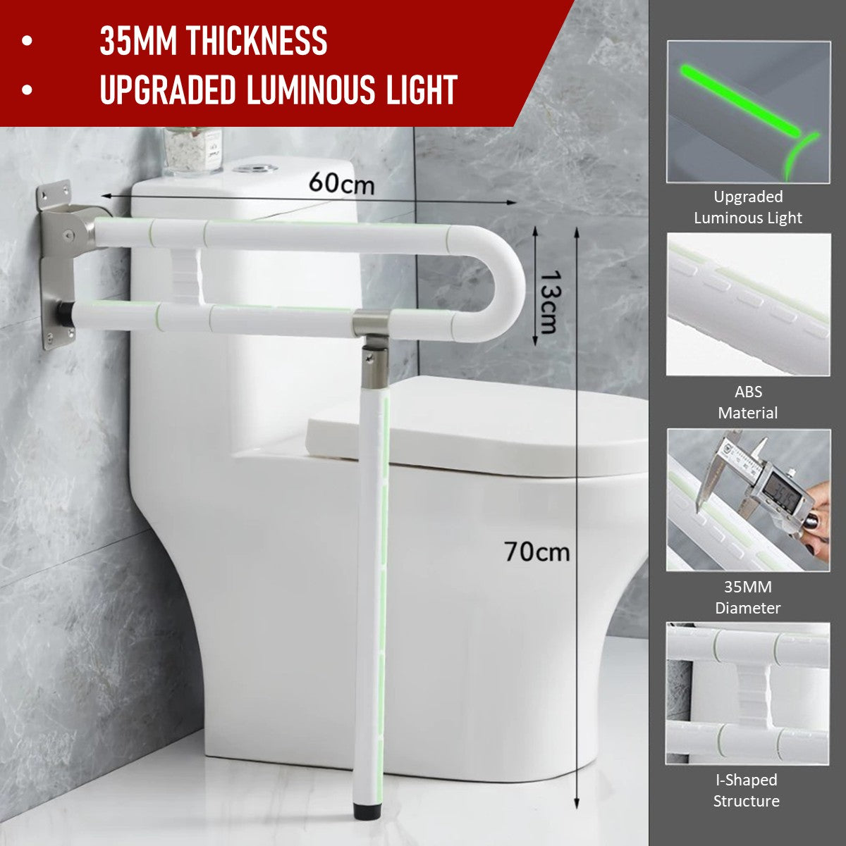 U-shaped Foldable Home Living Bathroom Toilet Safety Handle Bar