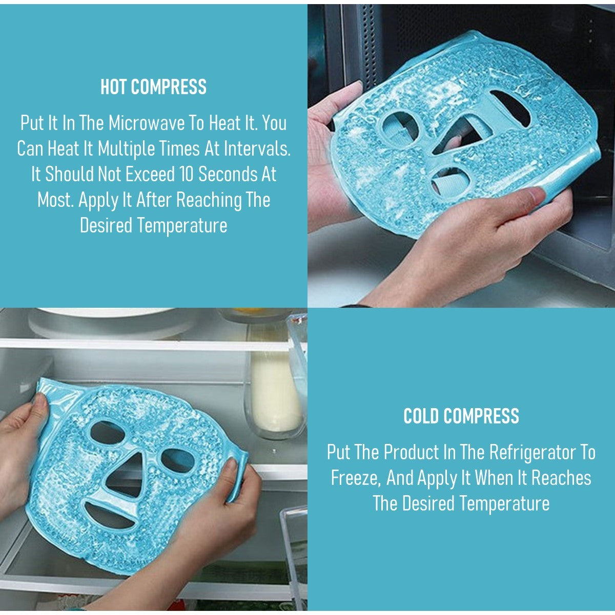 Cooling Ice Refreshing Reusable Ice Bead Eye Mask Gel Face Mask
