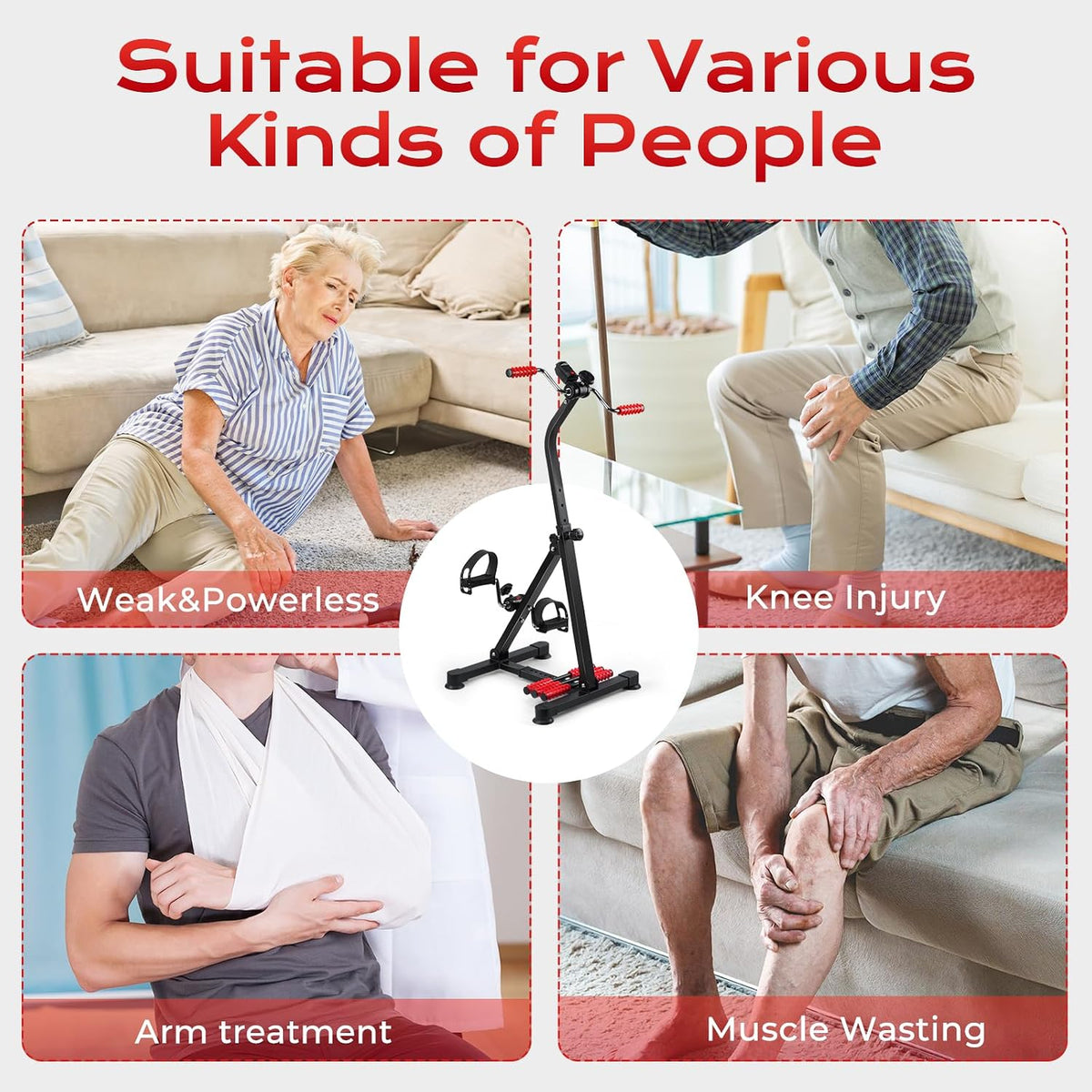 Hands and Legs Foldable Pedal Exerciser Bike Fitness Upper Lower Limb Rehabilitation Bicycle