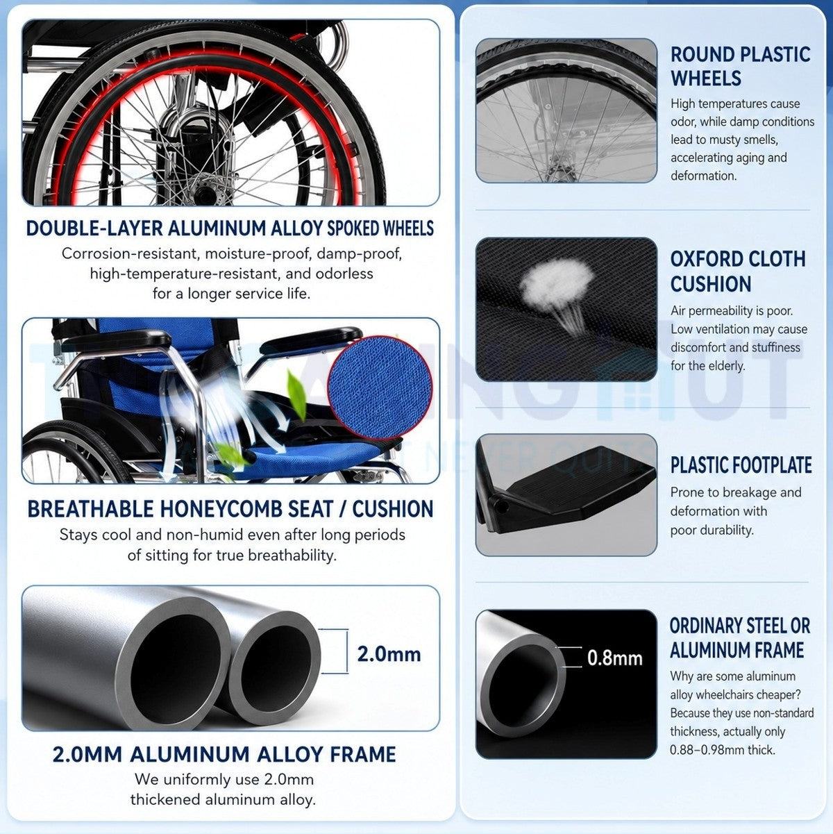 Aluminum Light Weight Wheelchair Push Chair 9.8kg/Self Propel 11kg