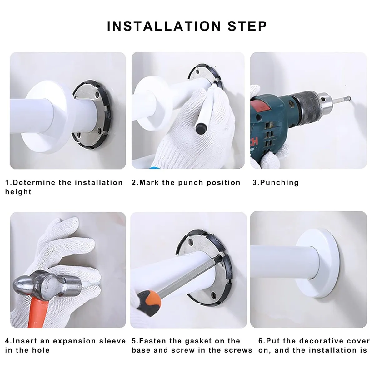 L Shaped Bathroom Grab Rail Wall Mounted Safety Grab Bar With Luminous Effect