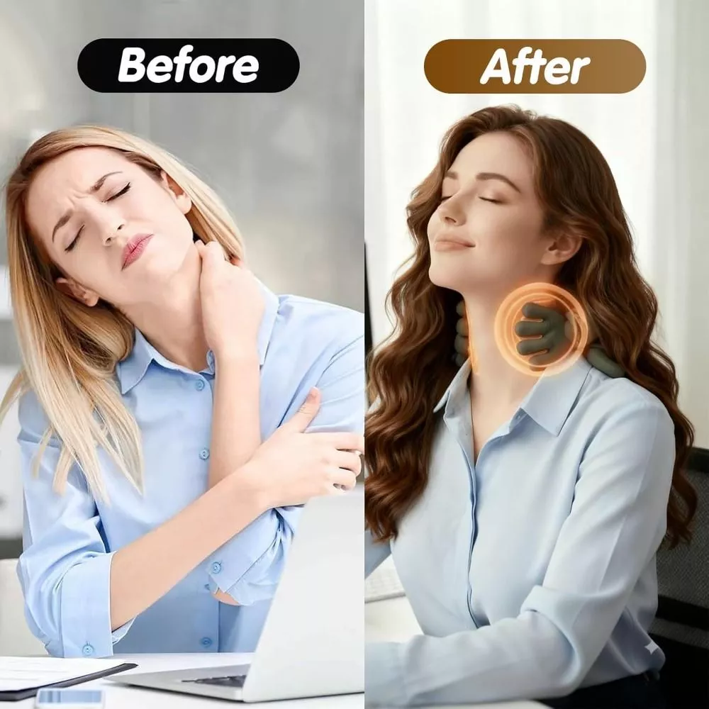 Portable Electric Neck And Shoulder Relaxing Massager Bionic Hand Heat Electric Cervical Massage For Pain Relief