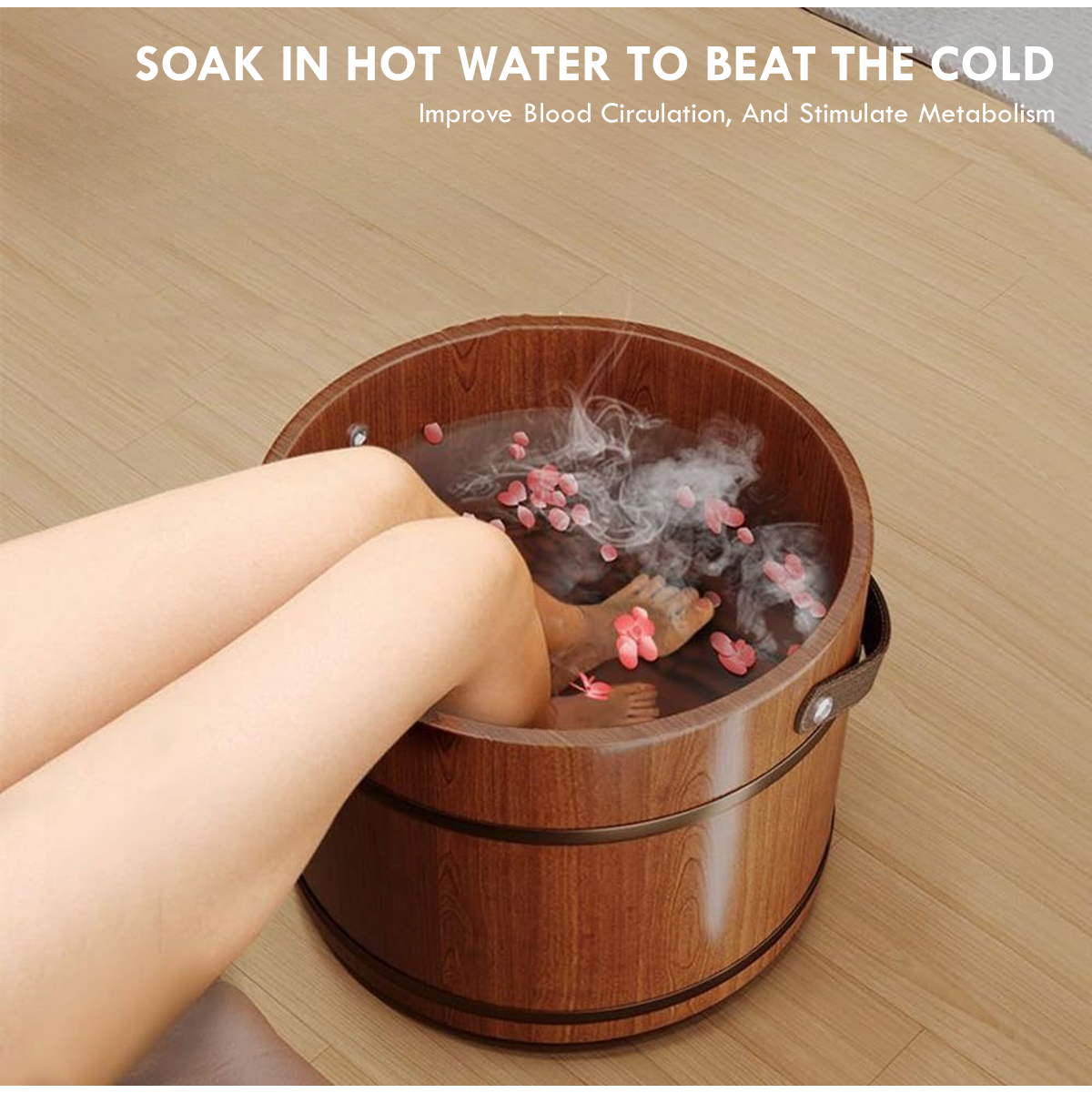 Portable Wooden Foot Bath Bucket Household Foot Wash Basin Wooden Feet Soaking Tub Natural Stress Relief Footbath
