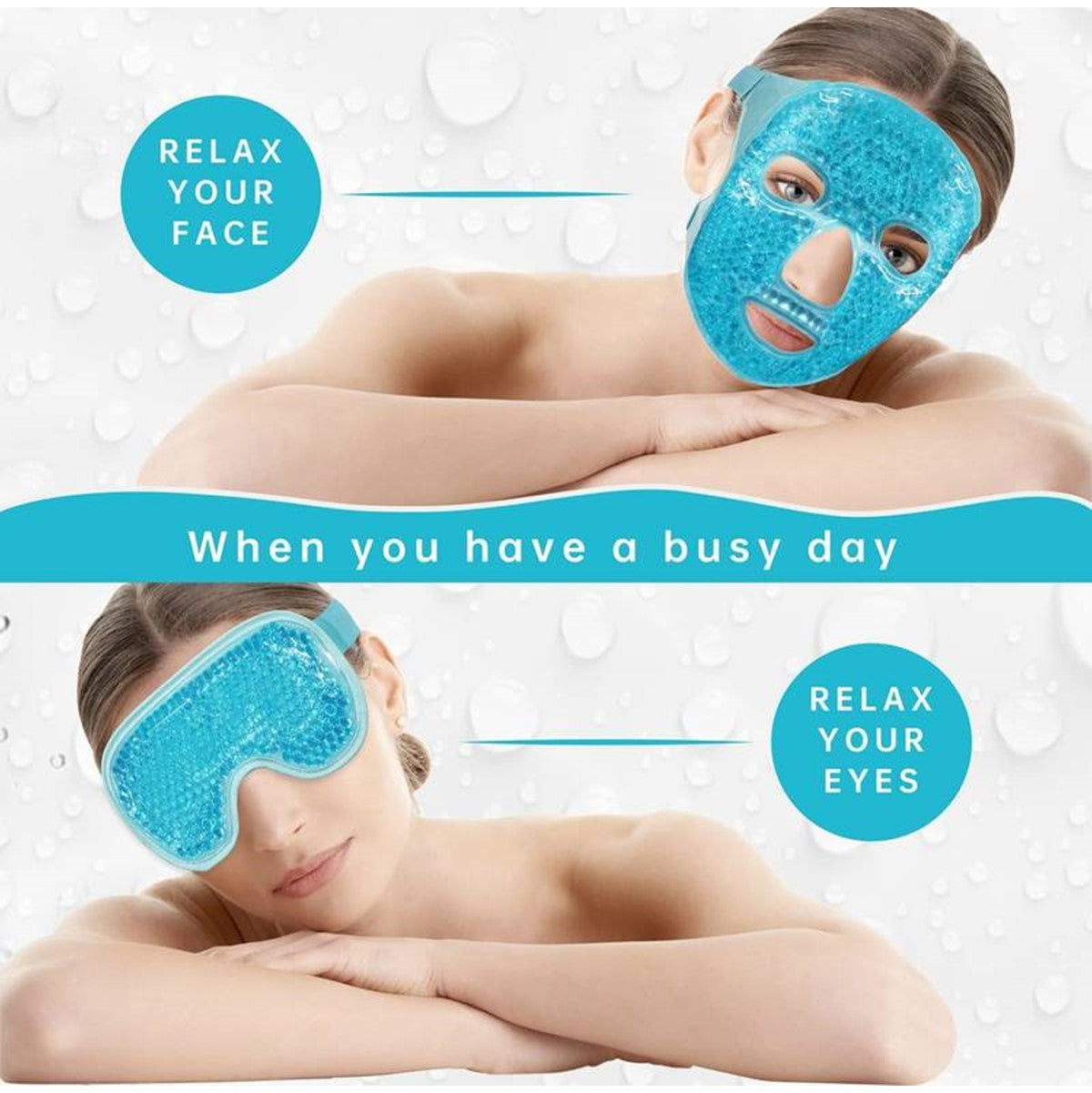 Cooling Ice Refreshing Reusable Ice Bead Eye Mask Gel Face Mask