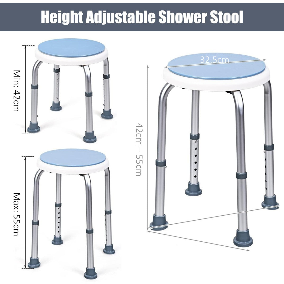 Rotate Shower Chair 360° Rotating Shower Chair/Adjustable Shower Stool Tub Chair And Bathtub Seat Bench