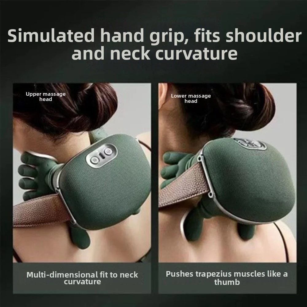 Portable Electric Neck And Shoulder Relaxing Massager Bionic Hand Heat Electric Cervical Massage For Pain Relief
