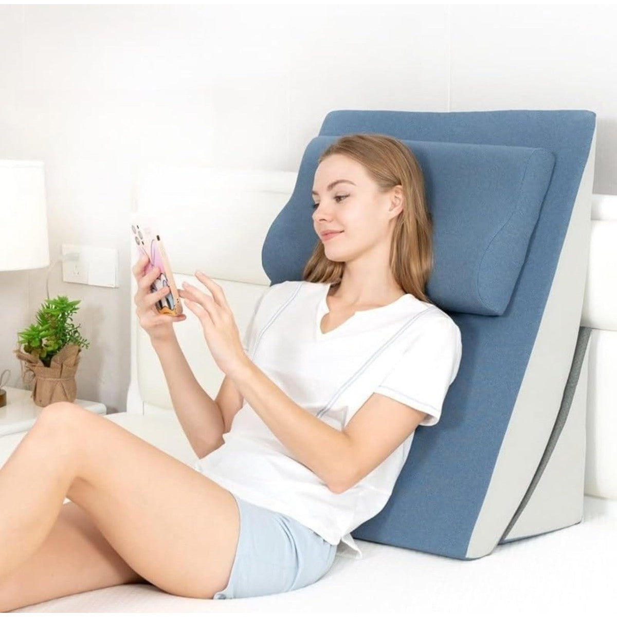 Anti-Reflux Slope Cushion Triangular Pillow Reclining Backrest Elderly Patient Waist Knee Support Bed Cushion
