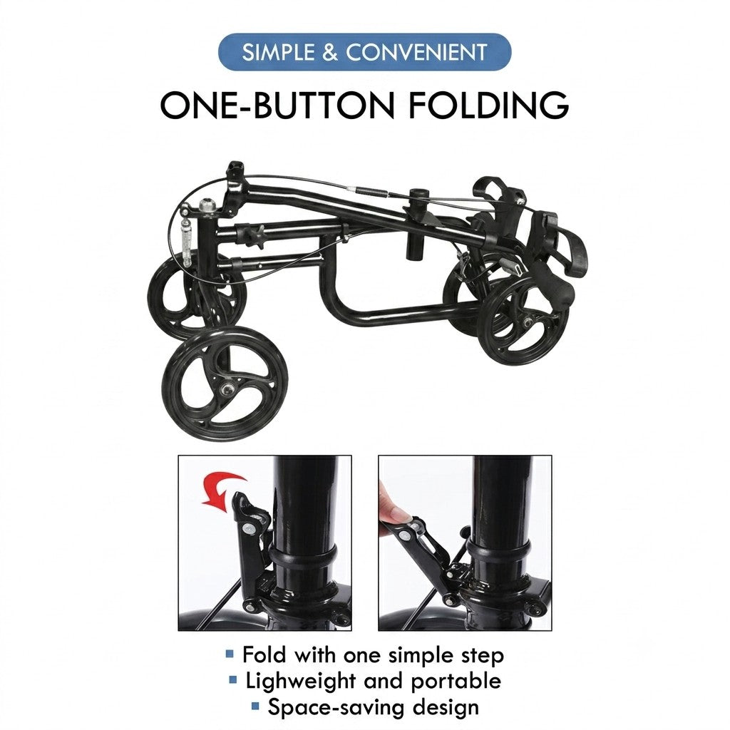 Foldable Knee Scooter with Dual Brakes & Storage Basket - Adjustable Height Knee Walker for Leg, Foot & Ankle