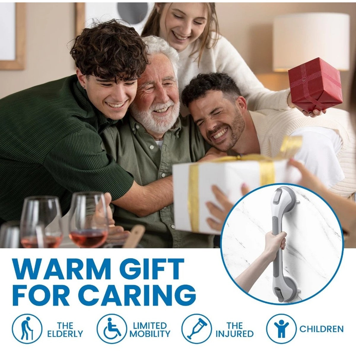 Safety Shower Helping Handle Anti Slip Grab Bar For Elderly And Kids