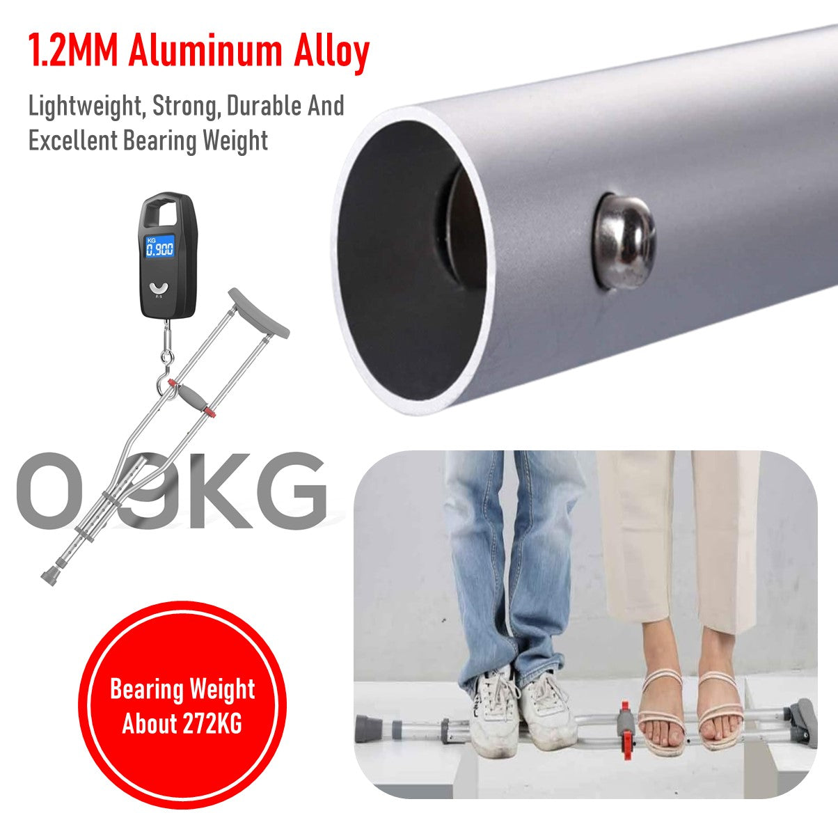 Foldable Underarm Crutches With Height Adjustment (A Pair)