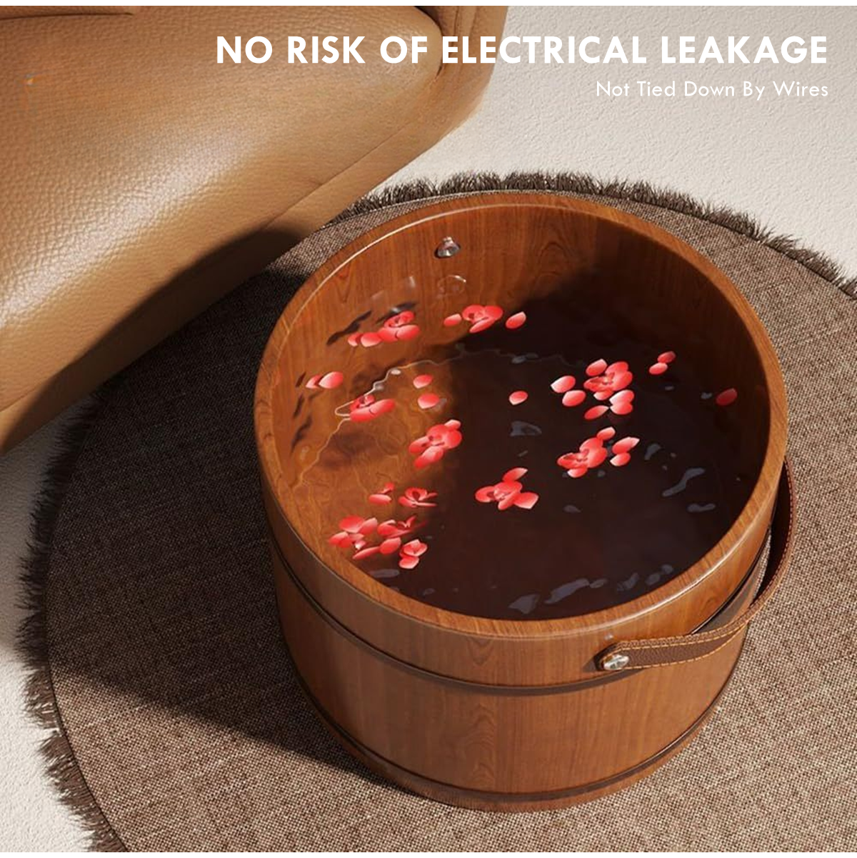 Portable Wooden Foot Bath Bucket Household Foot Wash Basin Wooden Feet Soaking Tub Natural Stress Relief Footbath