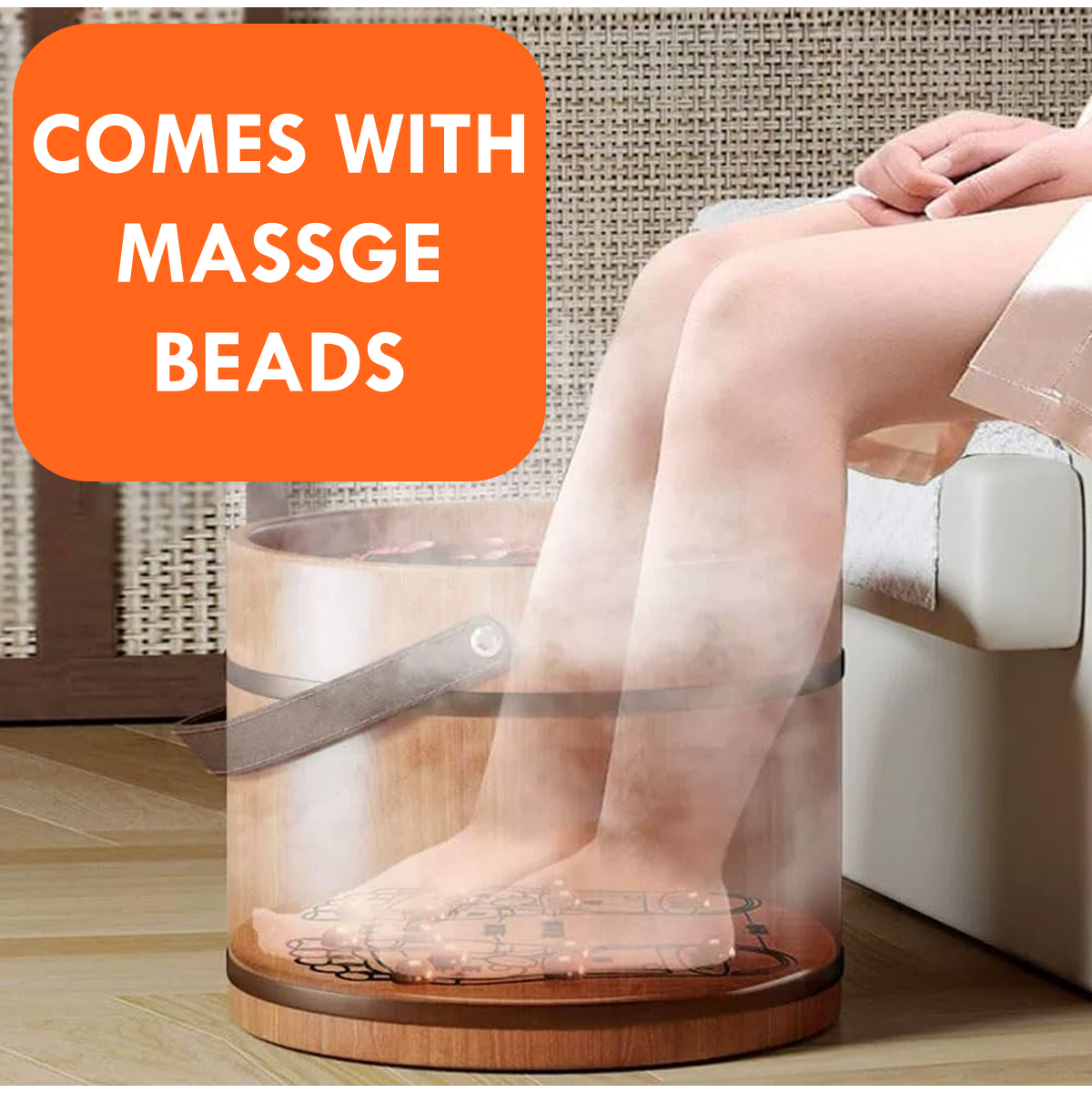 Portable Wooden Foot Bath Bucket Household Foot Wash Basin Wooden Feet Soaking Tub Natural Stress Relief Footbath