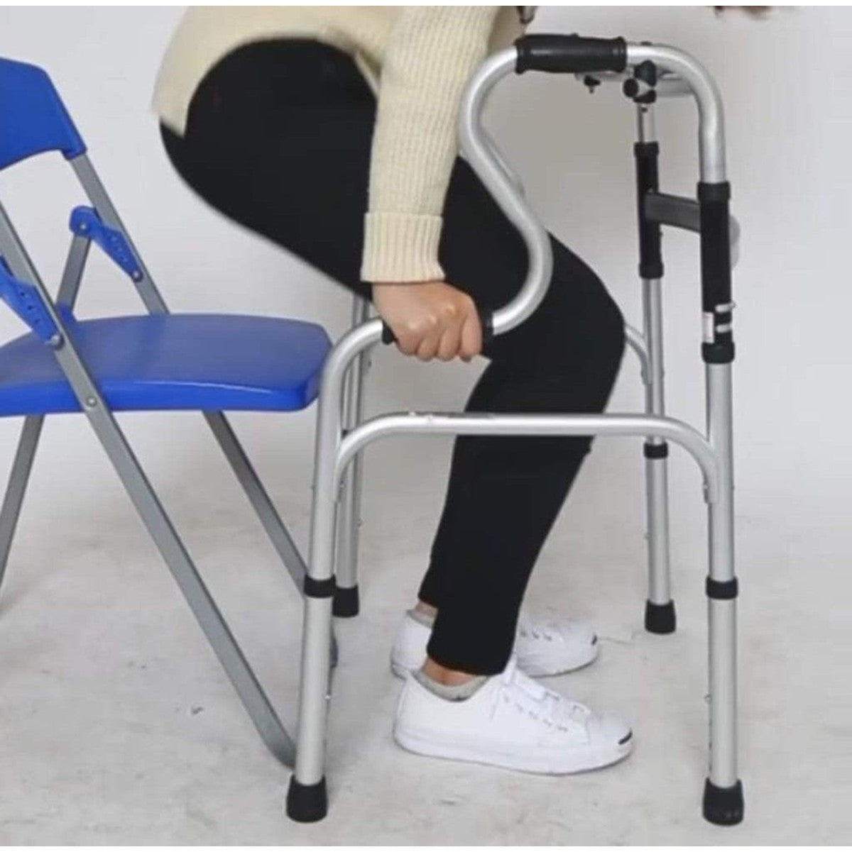 3 in 1 Adjustable Foldable Elderly Walking Frame Toilet Support with Shower Board and Wheels
