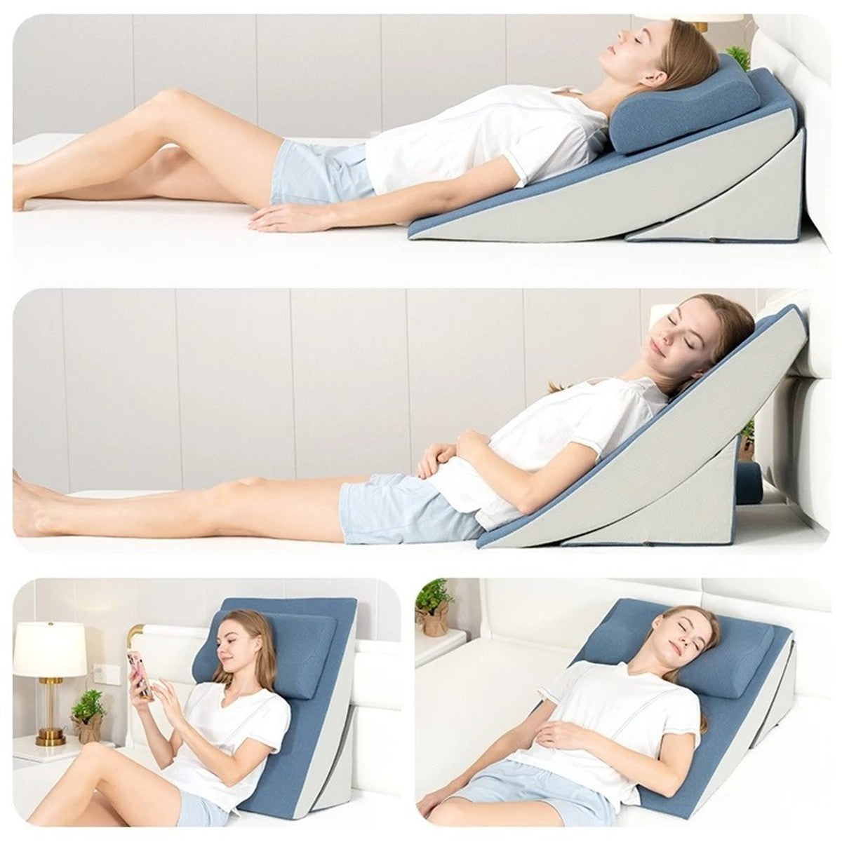 Anti-Reflux Slope Cushion Triangular Pillow Reclining Backrest Elderly Patient Waist Knee Support Bed Cushion