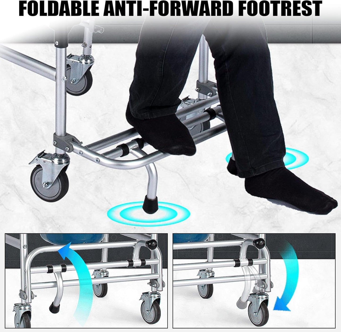 Premium Aluminum Alloy Commode Chair Toilet Chair Shower Chair With Wheels And Footrest And Anti-Tipper