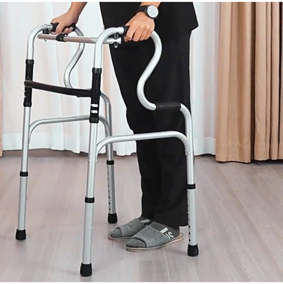 3 in 1 Adjustable Foldable Elderly Walking Frame Toilet Support with Shower Board and Wheels