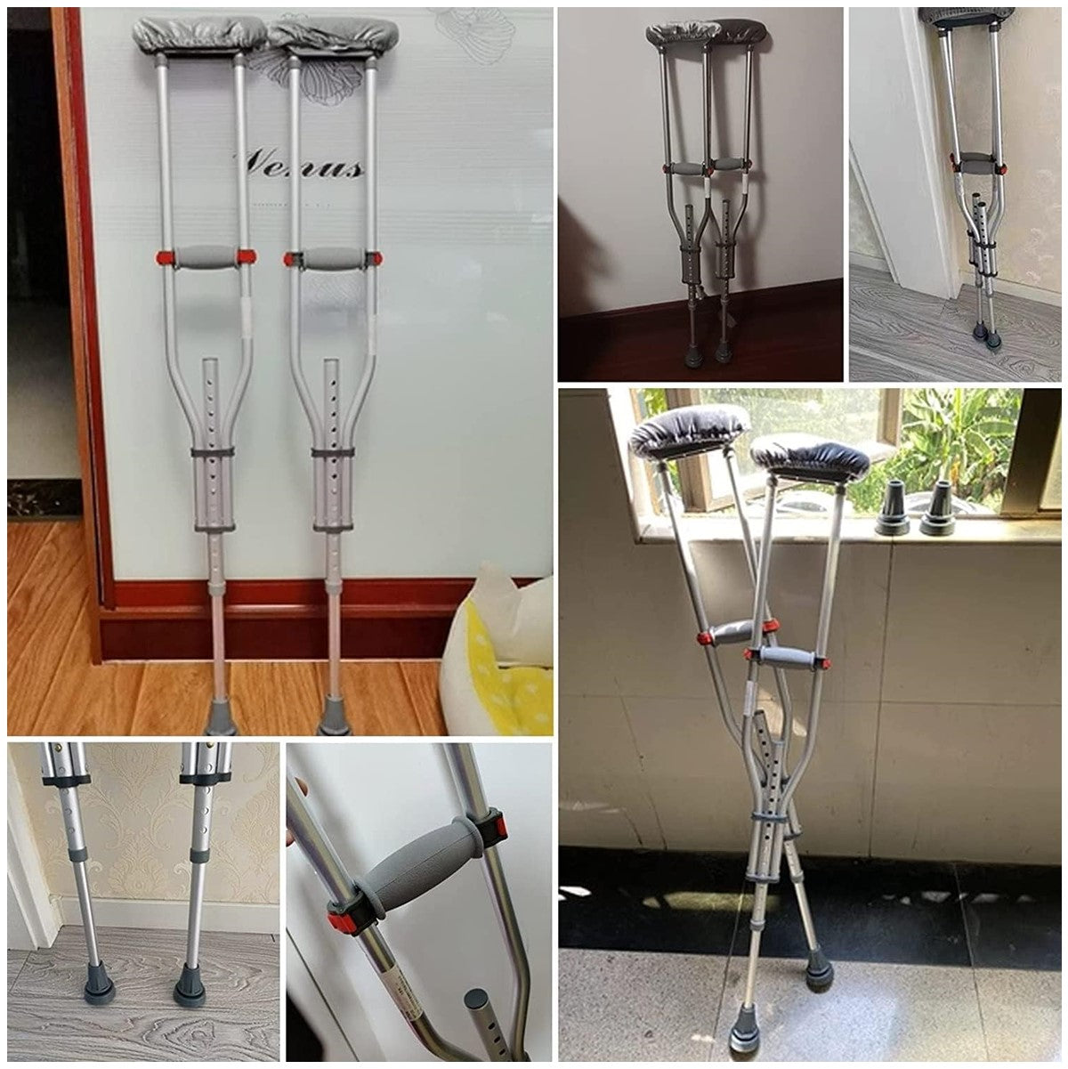 Foldable Underarm Crutches With Height Adjustment (A Pair)