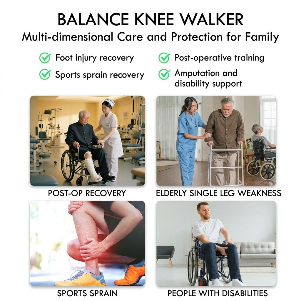 Foldable Knee Scooter with Dual Brakes & Storage Basket - Adjustable Height Knee Walker for Leg, Foot & Ankle