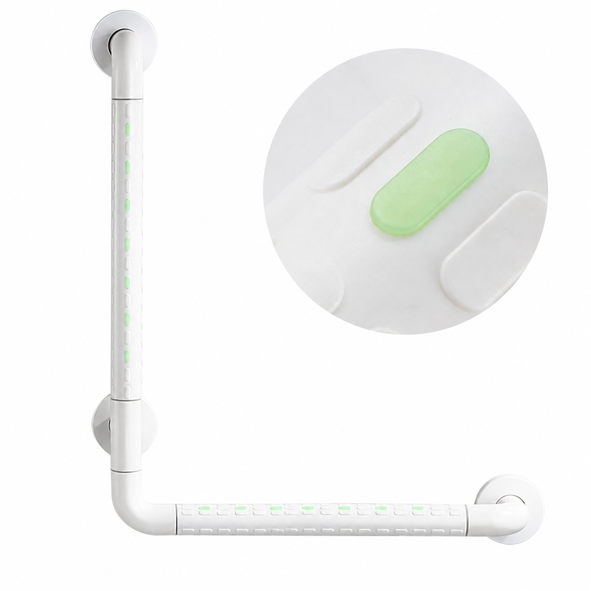 L Shaped Bathroom Grab Rail Wall Mounted Safety Grab Bar With Luminous Effect