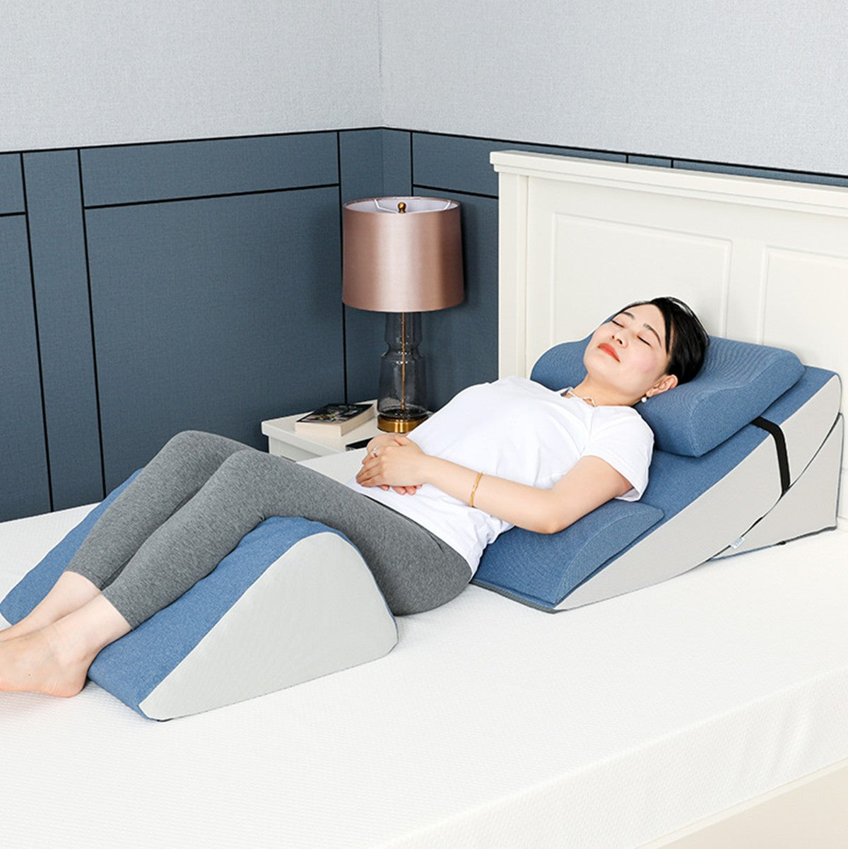 Anti-Reflux Slope Cushion Triangular Pillow Reclining Backrest Elderly Patient Waist Knee Support Bed Cushion