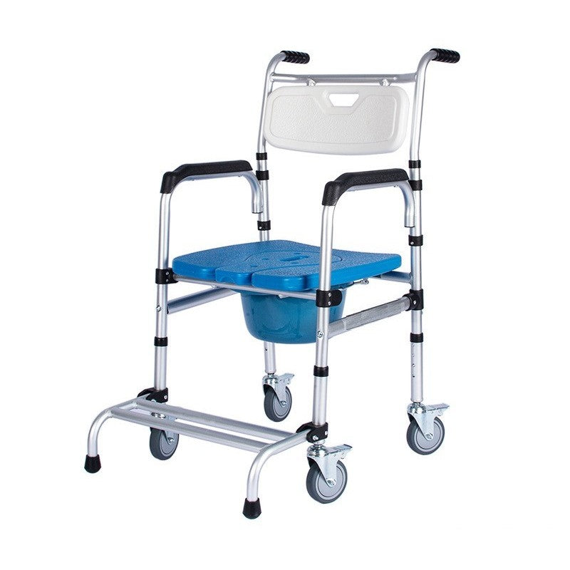 Premium Aluminum Alloy Commode Chair Toilet Chair Shower Chair With Wheels And Footrest And Anti-Tipper