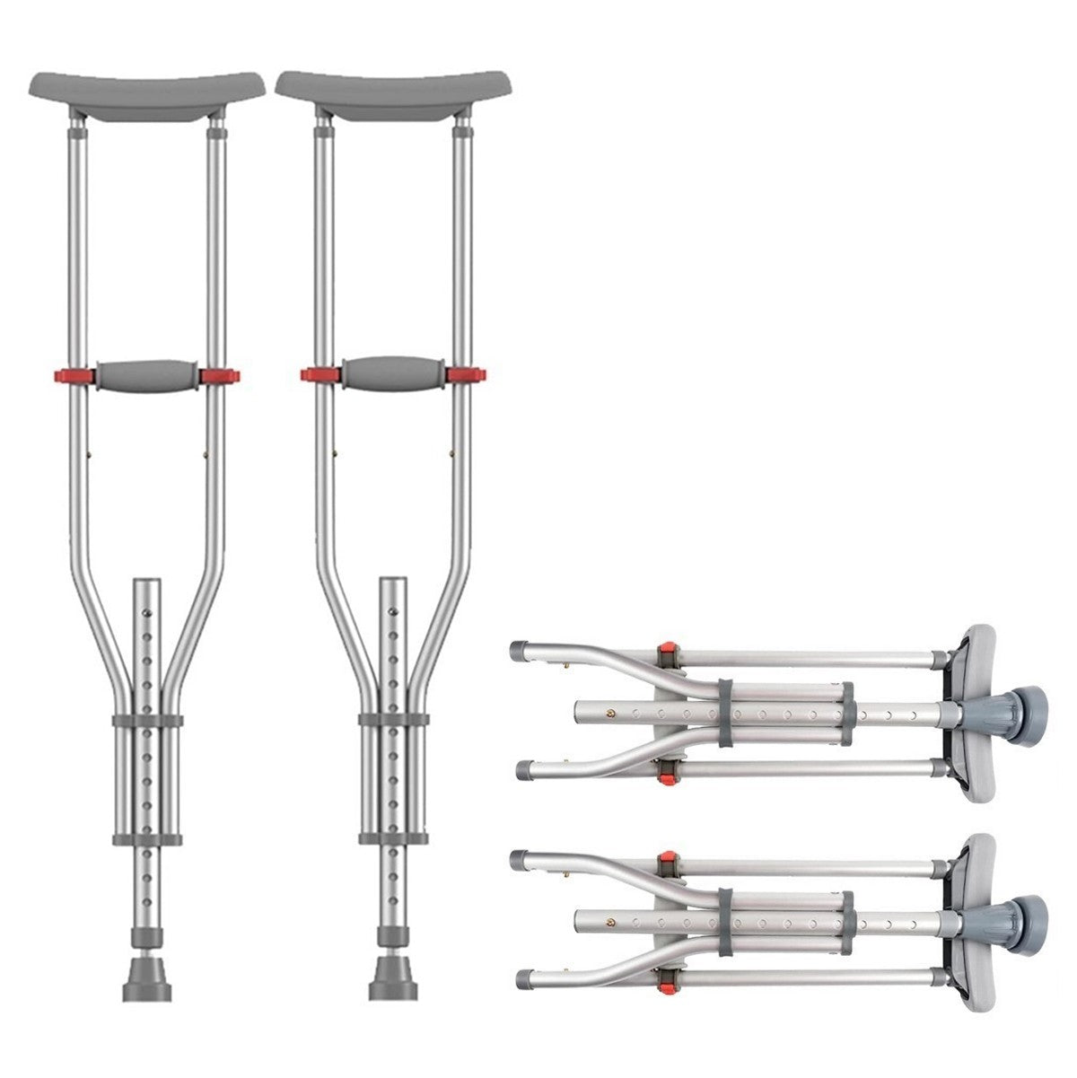 Foldable Underarm Crutches With Height Adjustment (A Pair)