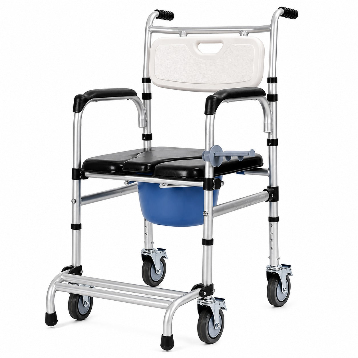 Premium Aluminum Alloy Commode Chair Toilet Chair Shower Chair With Wheels And Footrest And Anti-Tipper