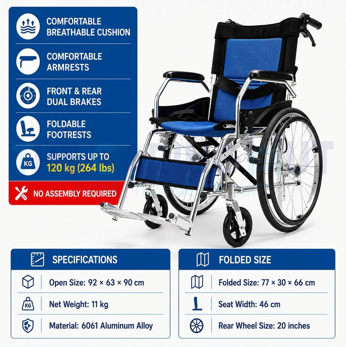 Aluminum Light Weight Wheelchair Push Chair 9.8kg/Self Propel 11kg