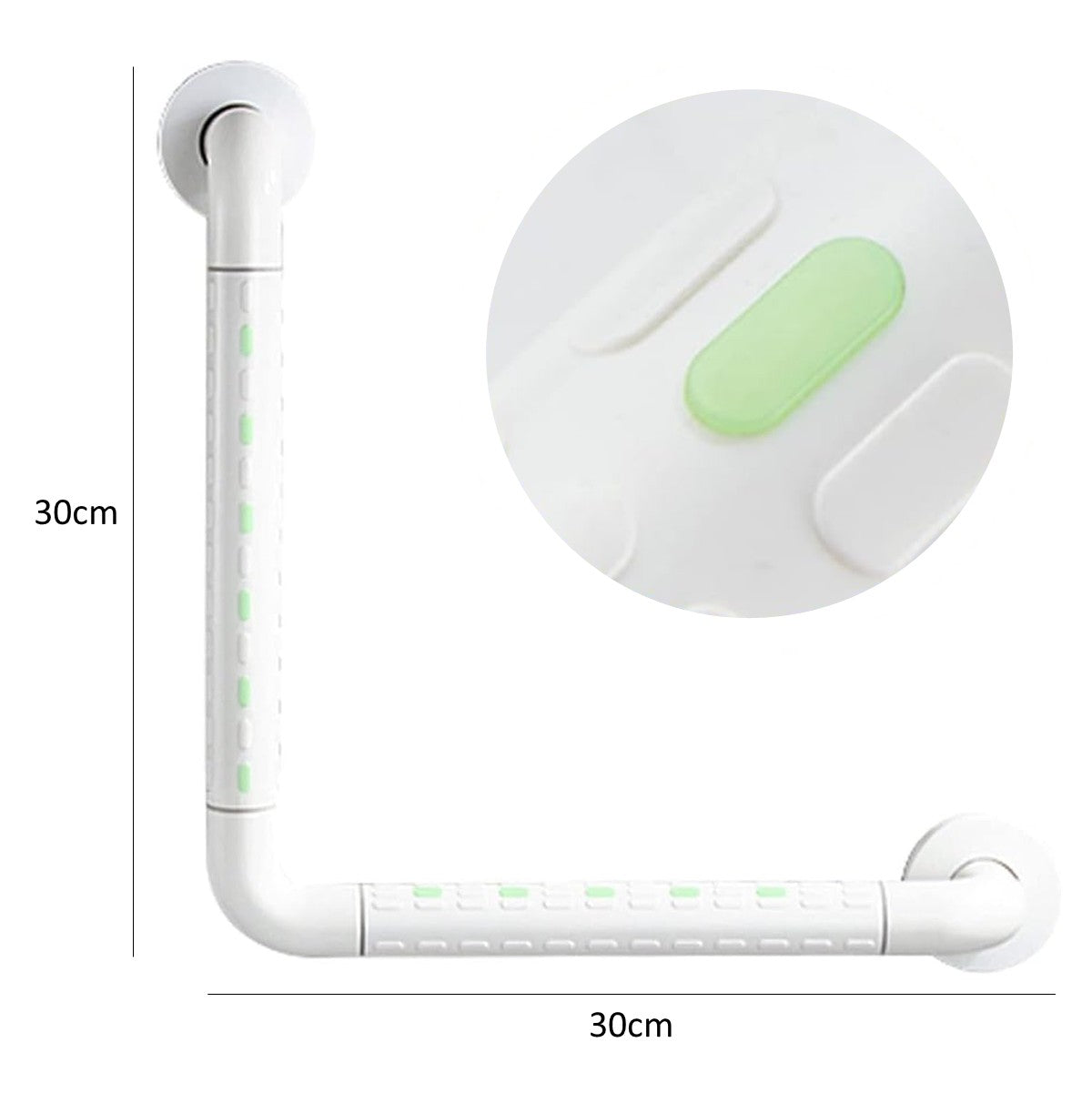 L Shaped Bathroom Grab Rail Wall Mounted Safety Grab Bar With Luminous Effect