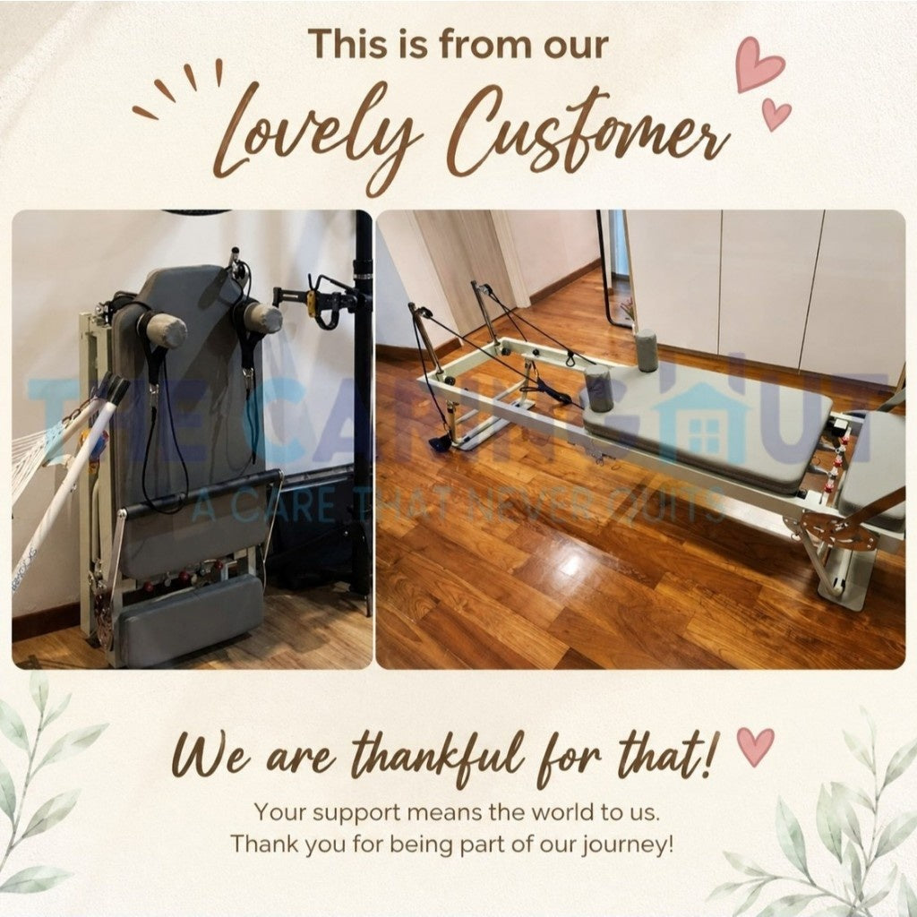 Foldable Pilates Reformer Machine Adjustable Resistance Fitness Equipment with Springs and Latex Tubes