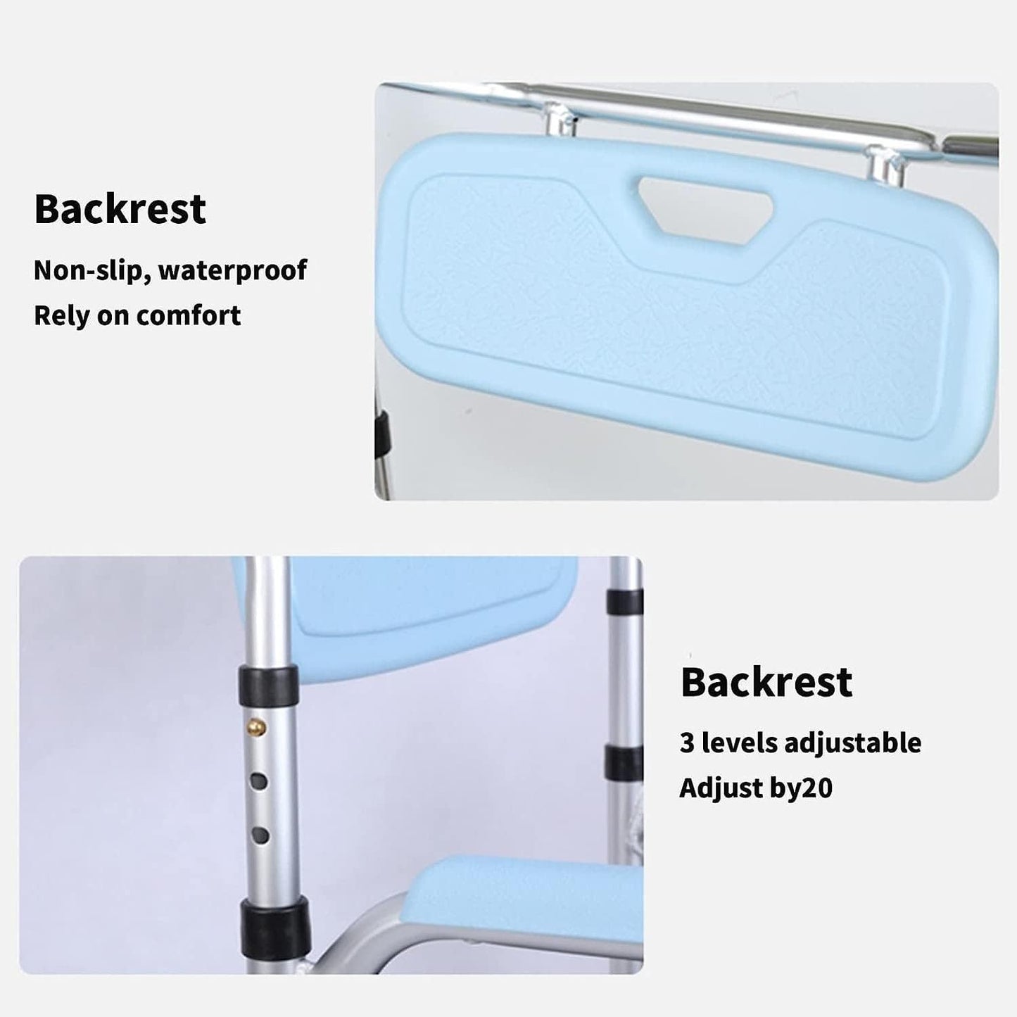 Aluminum Alloy Commode Chair Toilet Chair Shower Chair With Wheels And Footrest And Anti-Tipper