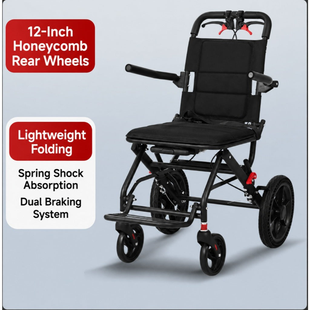 Folding Wheelchair Lightweight Folding Wheelchair for the Elderly Easy to Carry